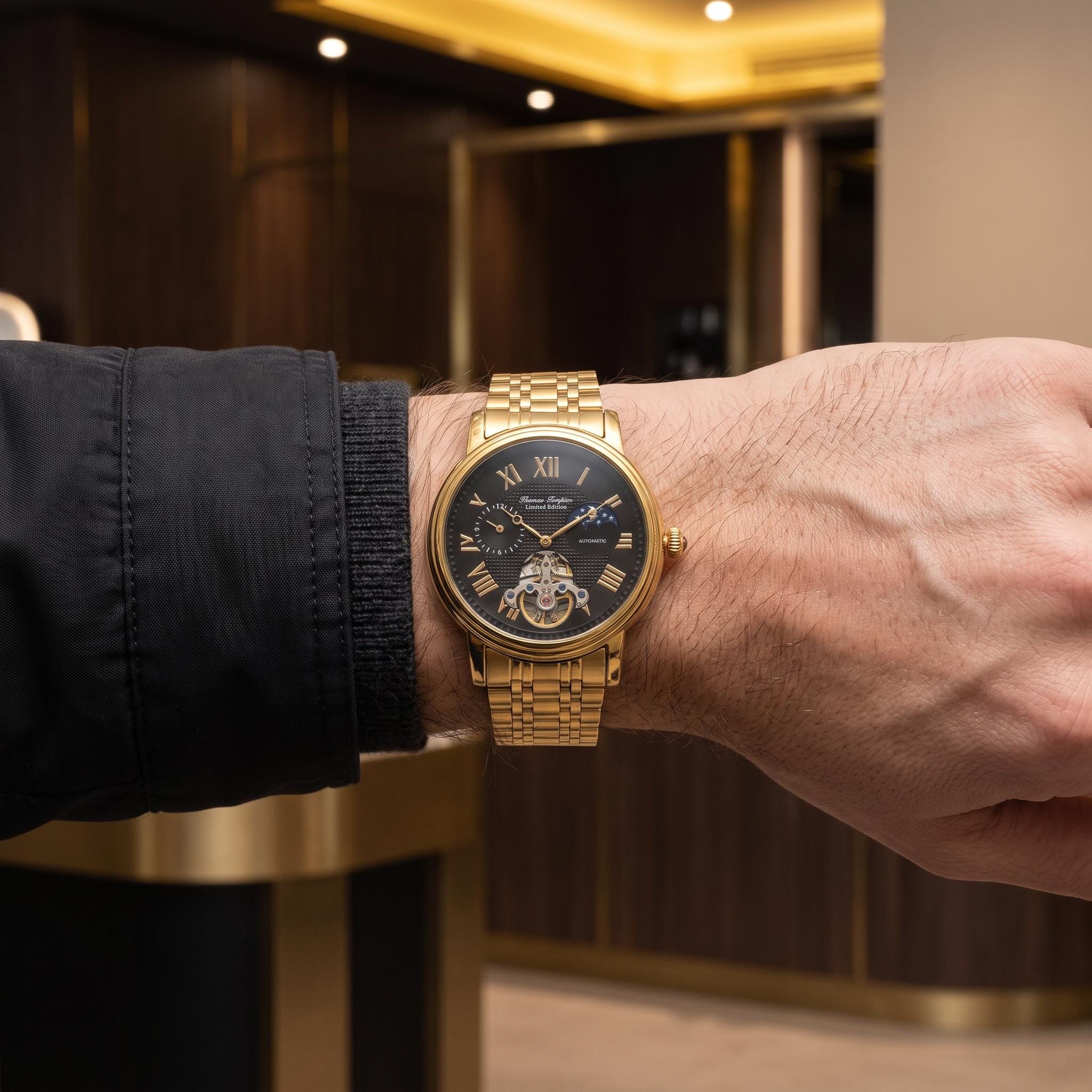 Thomas Tompion Gold Tone Stainless Steel Chronograph Automatic Watch