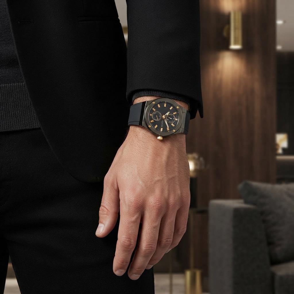 Guess Black & Gold Chronograph Watch