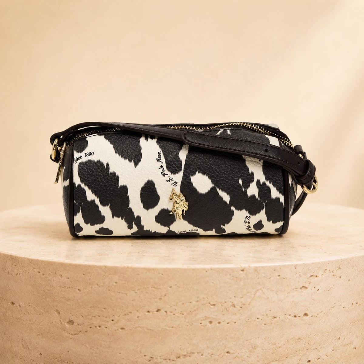 U.S. Polo Assn. Brown & Cream Cow Print Cross Body Bag
