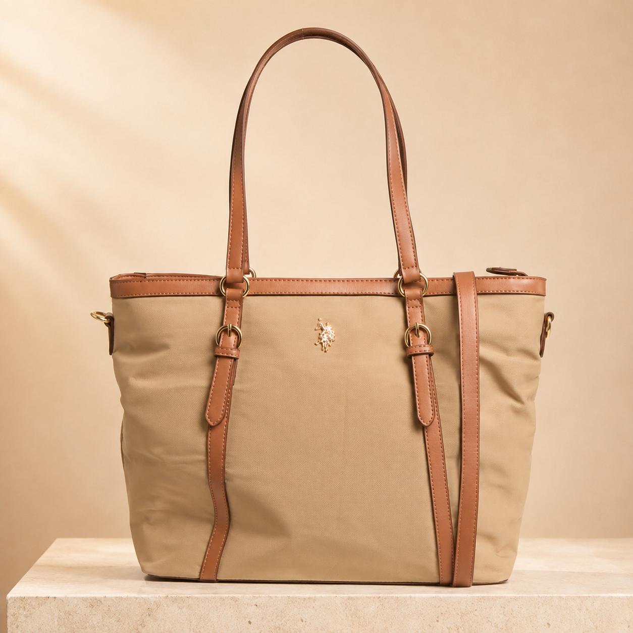 U.S. Polo Assn. Beige Tote Bag