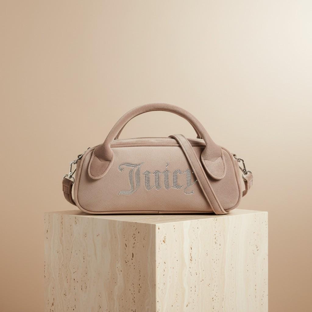 Juicy Couture Taupe Kimberley Velour Crossbody Bag With Wallet