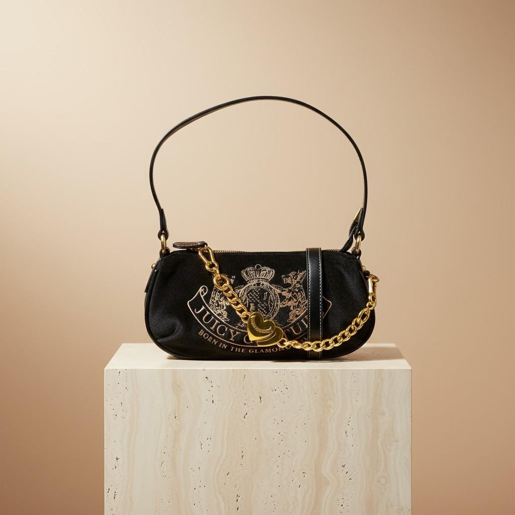 Juicy Couture Black Velour Shoulder Bag