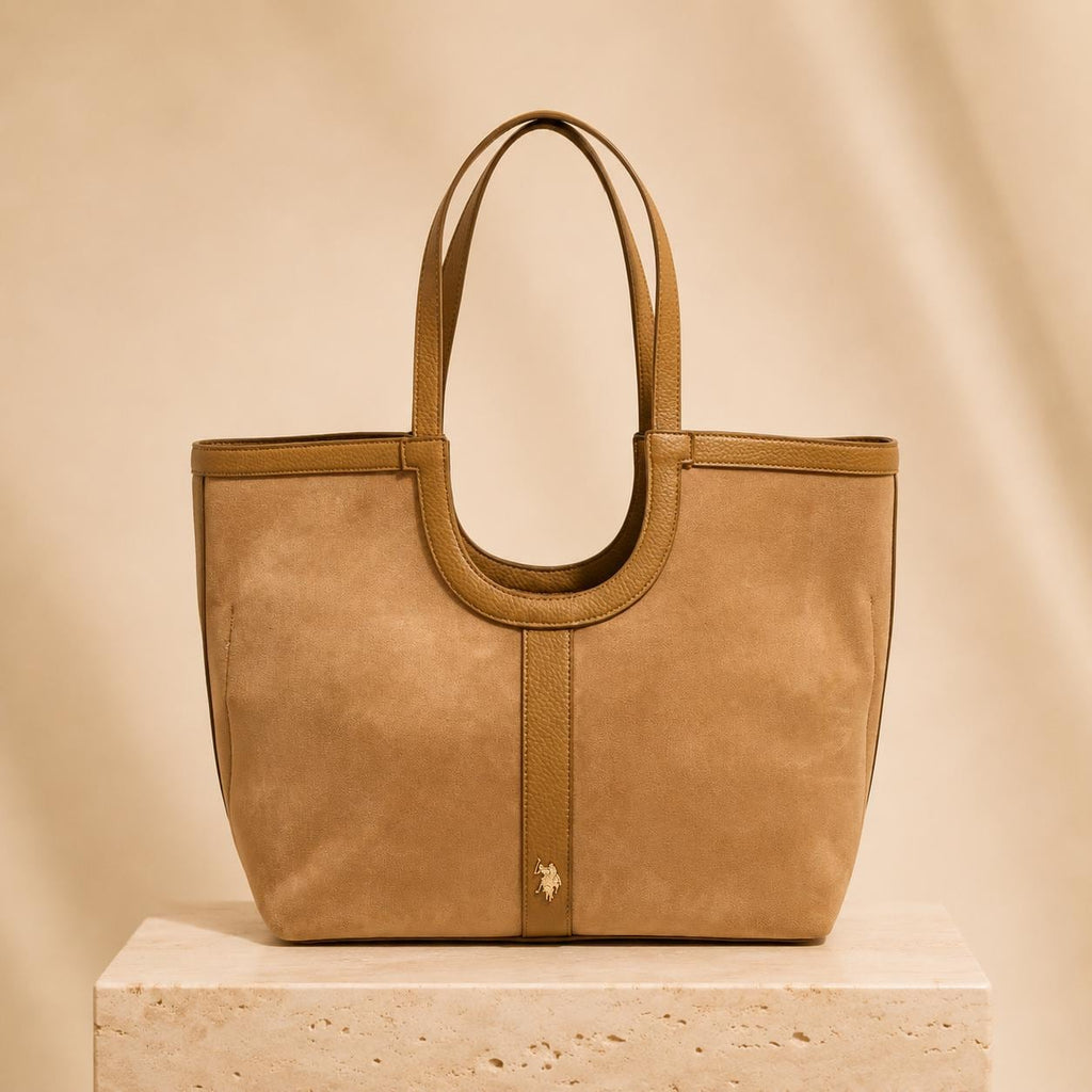 U.S. Polo Assn. Tan Tote Bag Suede Look