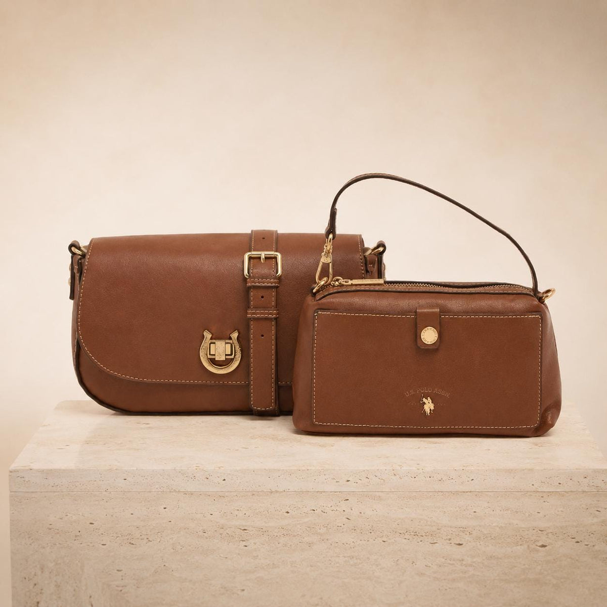 U.S. Polo Assn. Brown Crossbody Bag & Pouch
