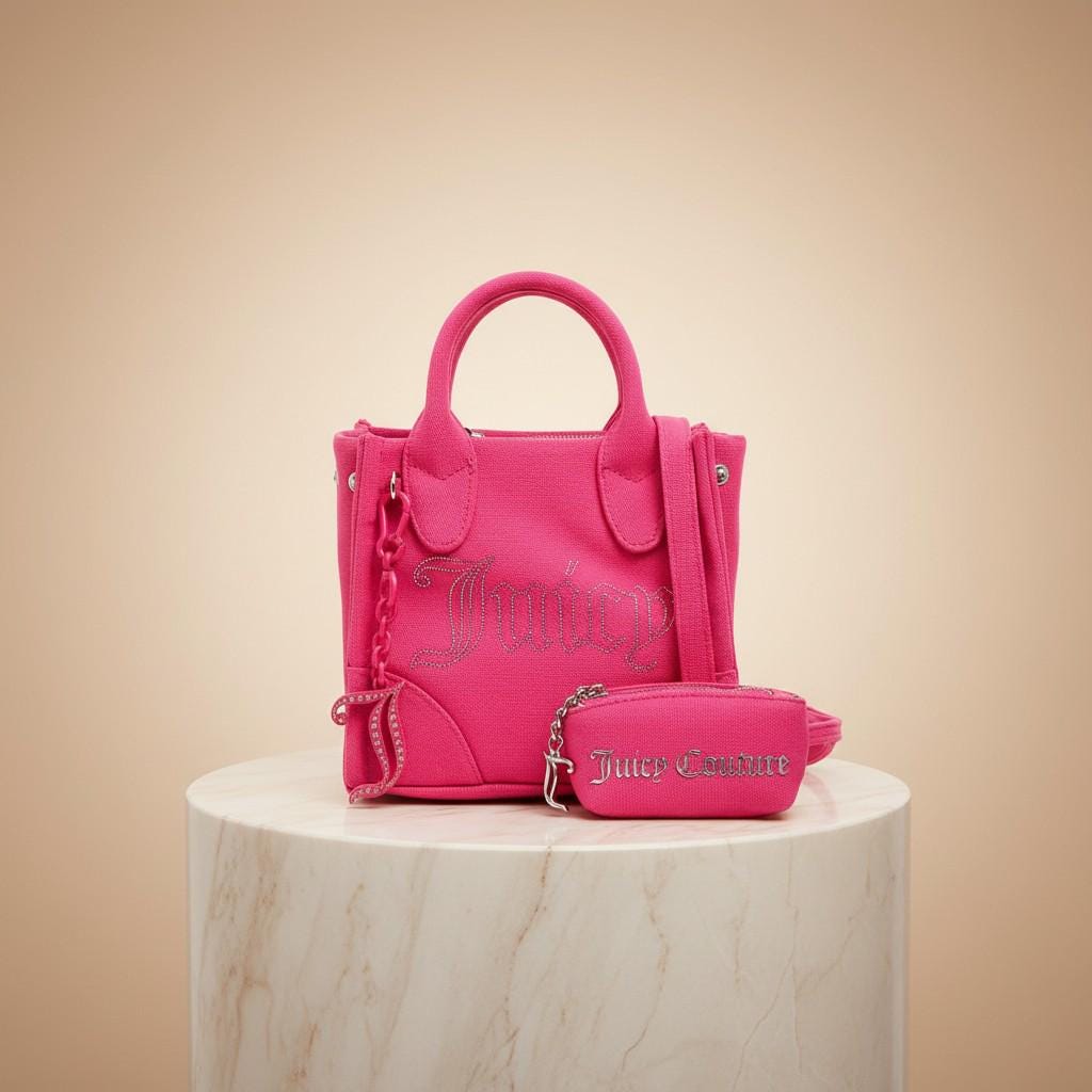 Juicy Couture Pink Iris Tote Bag, Rhinestone Logo