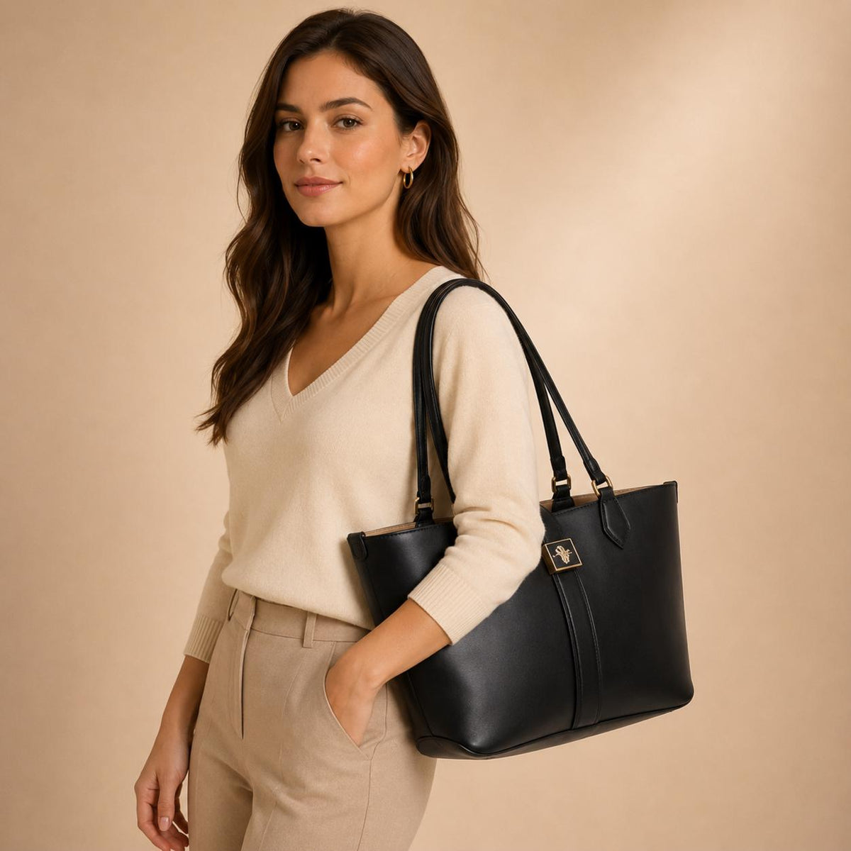 U.S. Polo Assn. Black Margaret Tote Bag