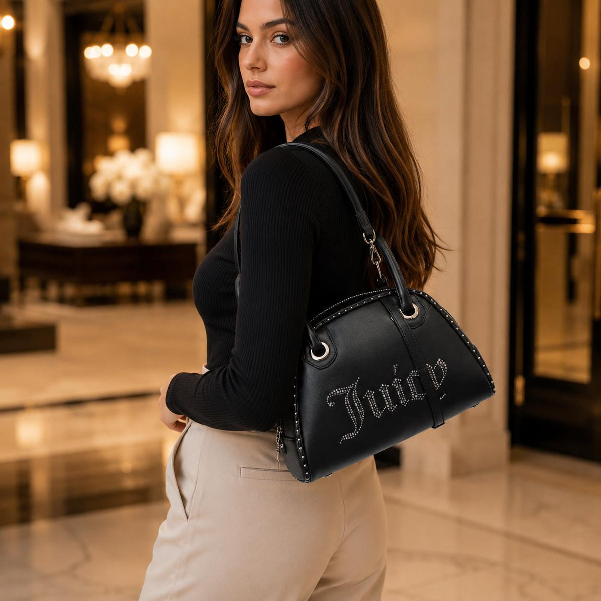 Juicy Couture Black Kimberly Bowling Bag