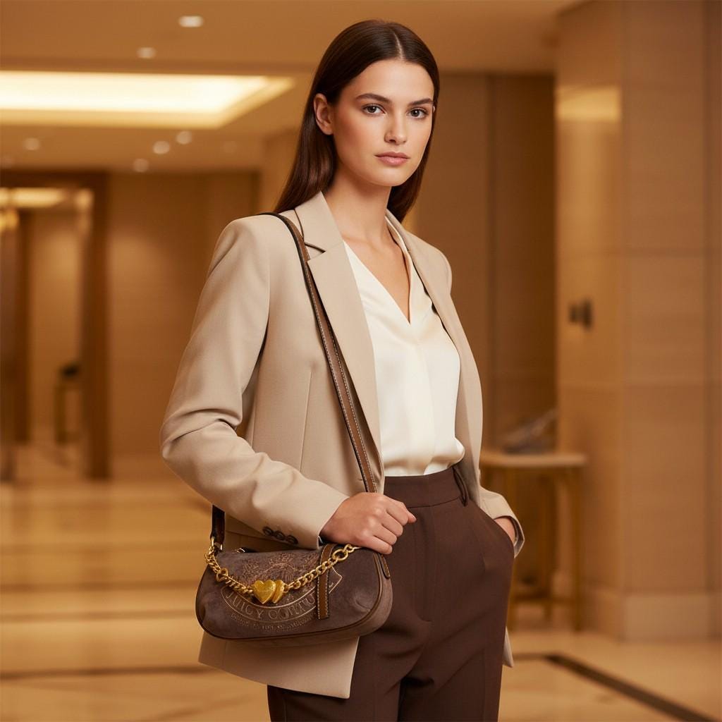 Juicy Couture Brown Twig Narrative Shoulder Bag