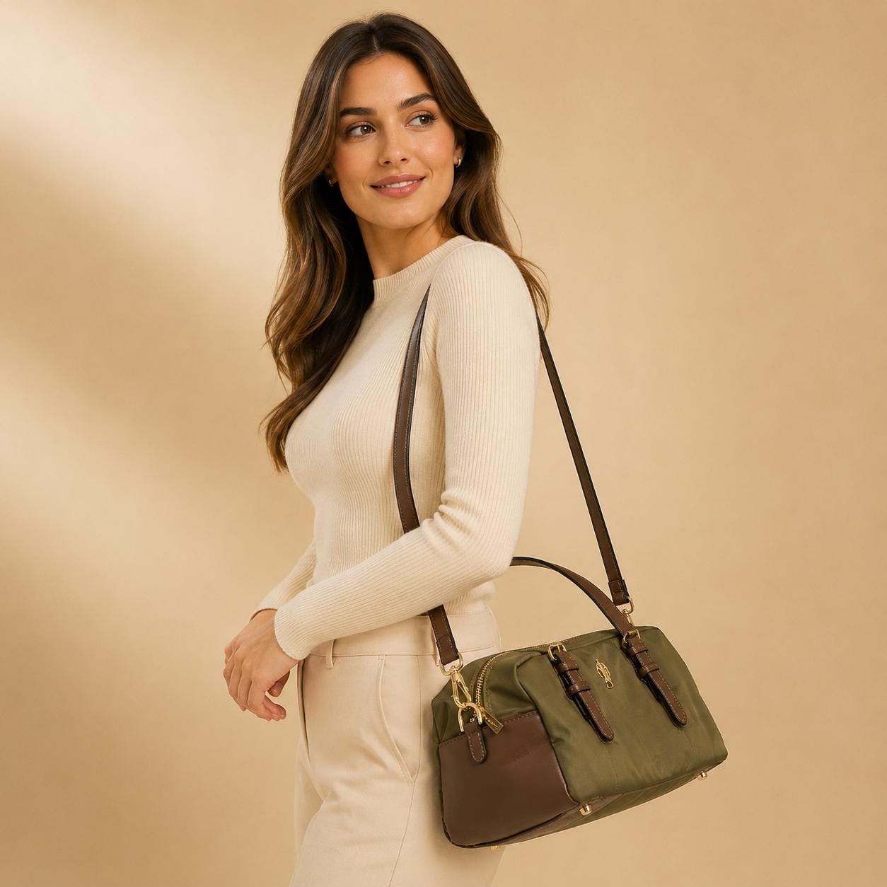 U.S. Polo Assn. Khaki Shoulder Bowling Bag