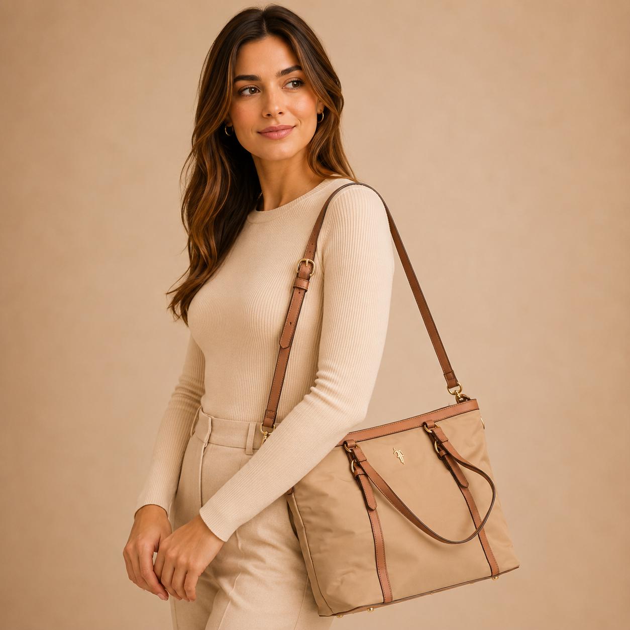 U.S. Polo Assn. Beige Tote Bag