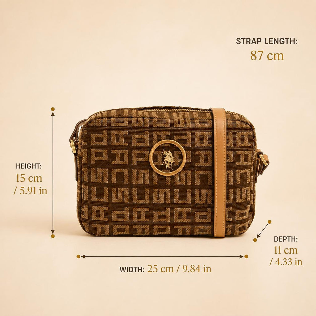 U.S. Polo Assn. Brown Jacquard Crossbody Bag