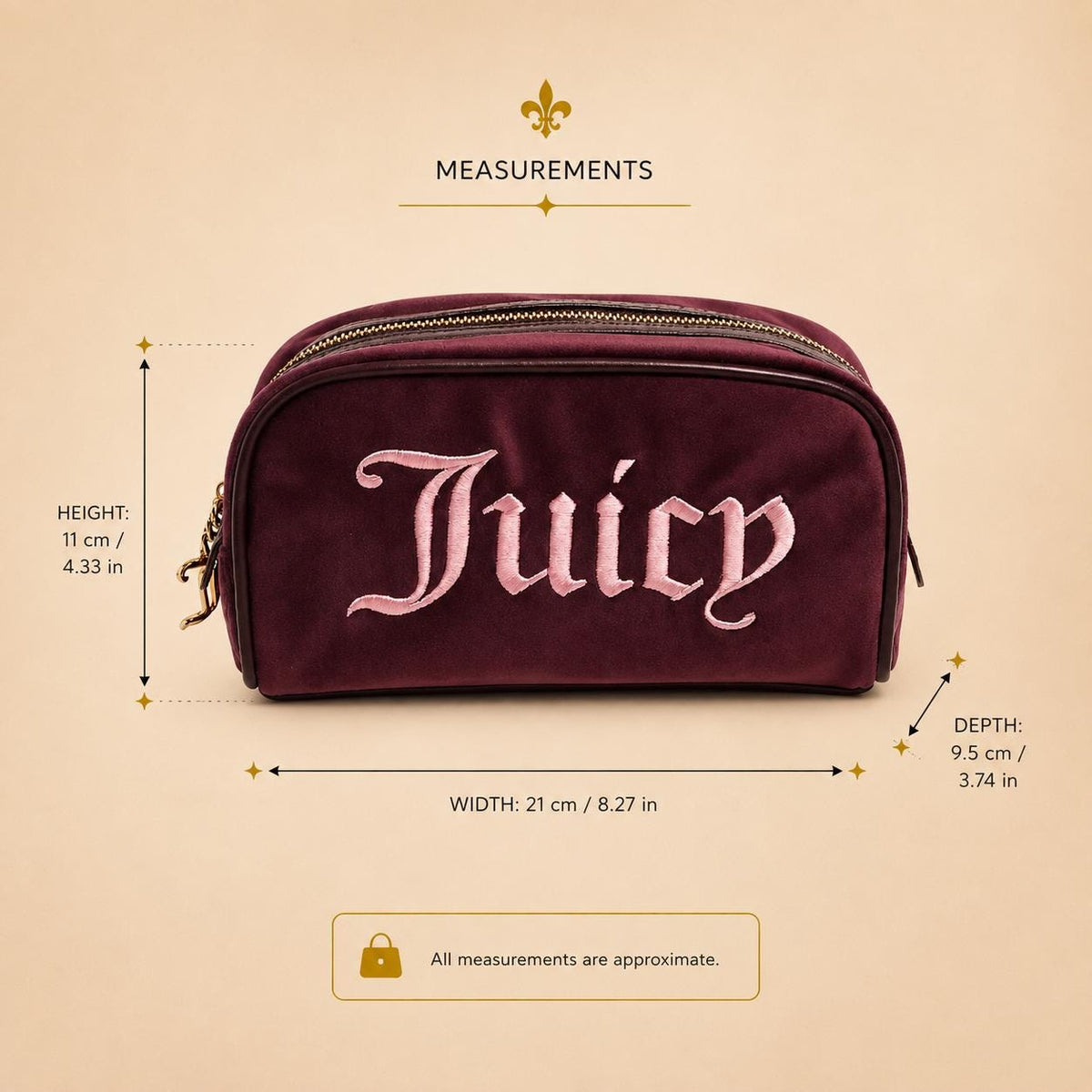 Juicy Couture Burgundy Cosmetic Bag