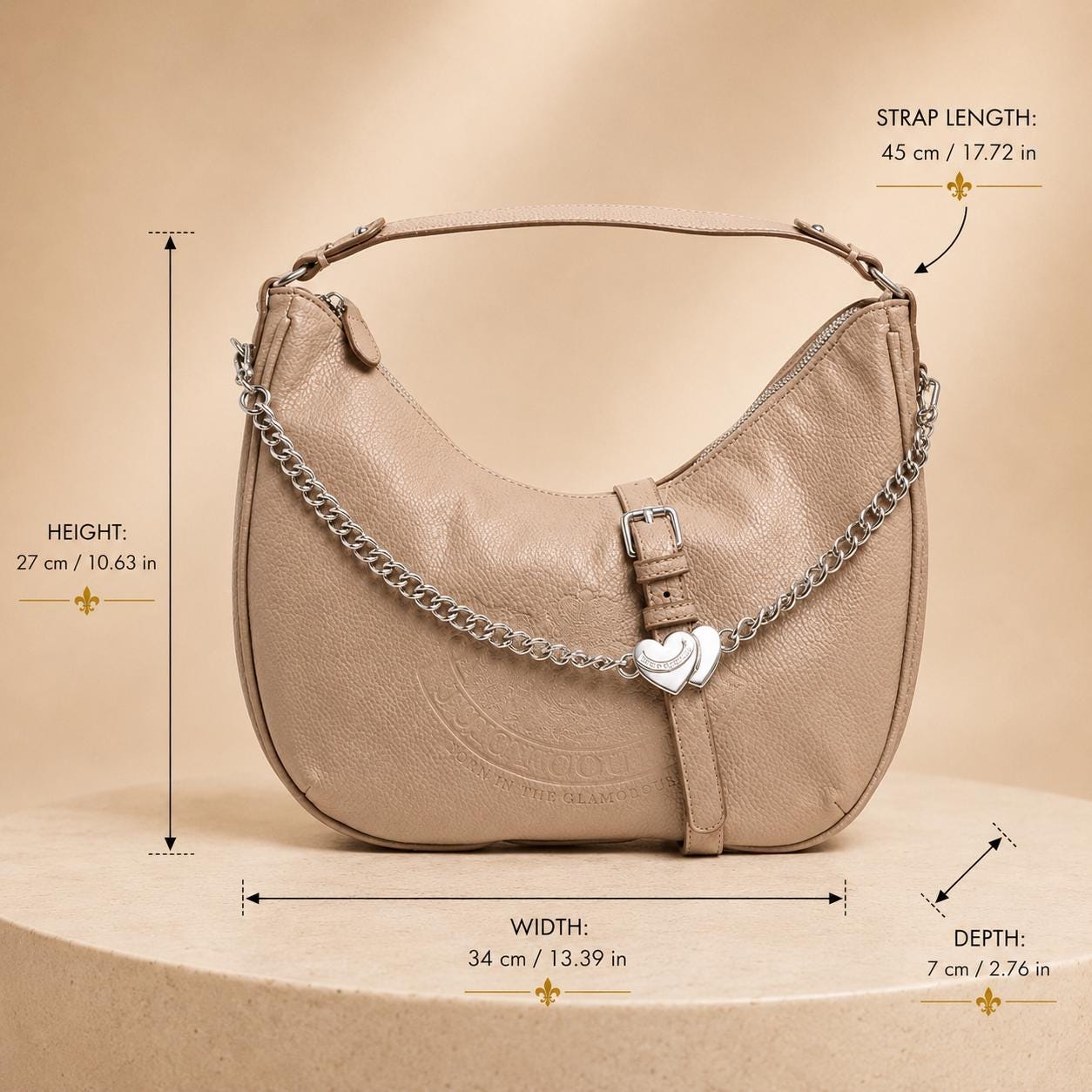 Juicy Couture Taupe Faux Leather Hobo Bag
