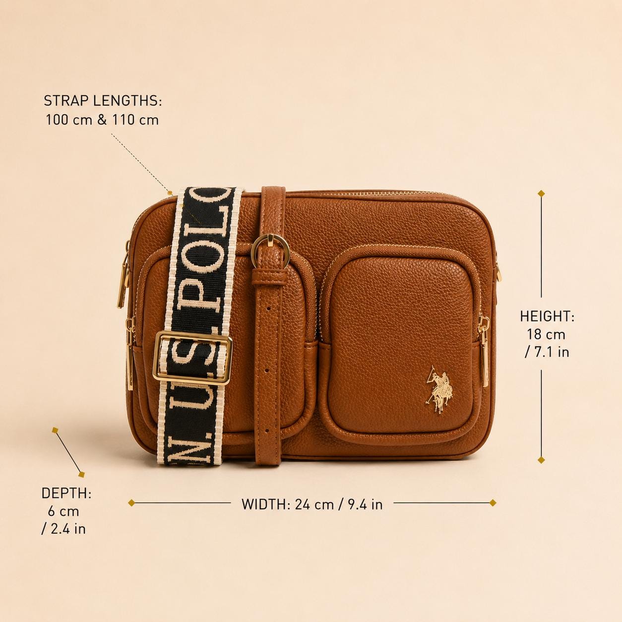 U.S. Polo Assn. Brown Mansion Cross Body Bag