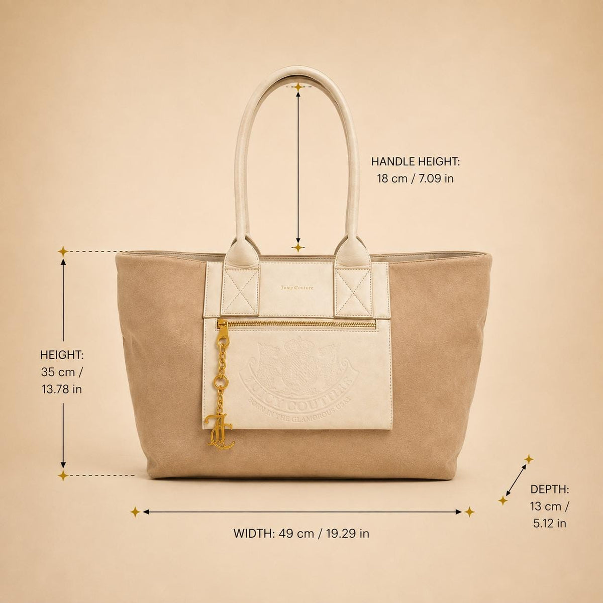 Juicy Couture Beige & Cream Tote Bag with Matching Pouch