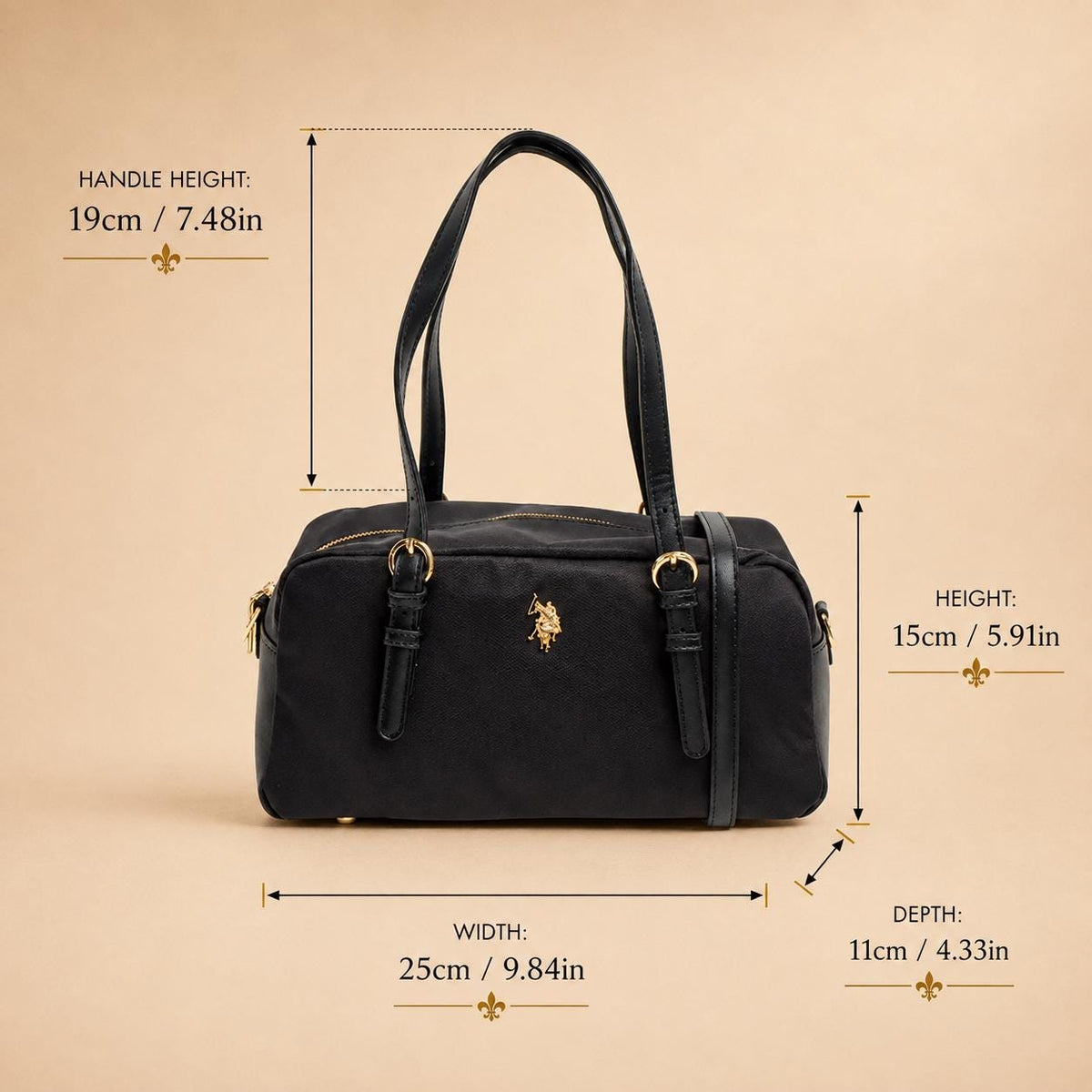 U.S. Polo Assn. Black Nylon Houston Bowling Bag