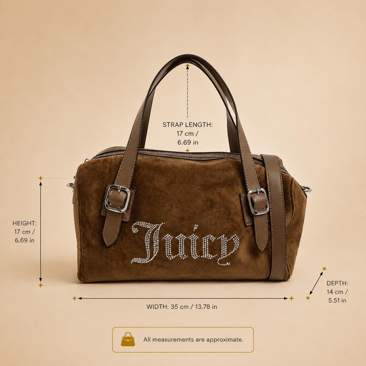 Juicy Couture Brown Velour Embellished Grab Bag