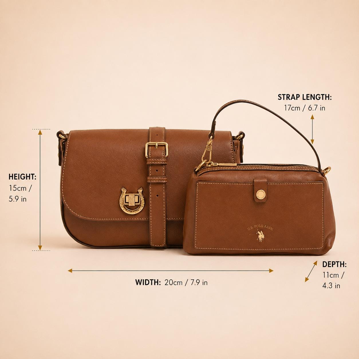 U.S. Polo Assn. Brown Crossbody Bag & Pouch