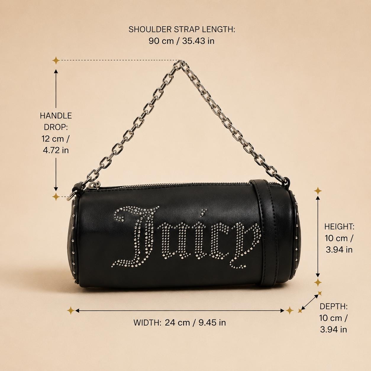 Juicy Couture Black Kimberly Barrel Shoulder Bag