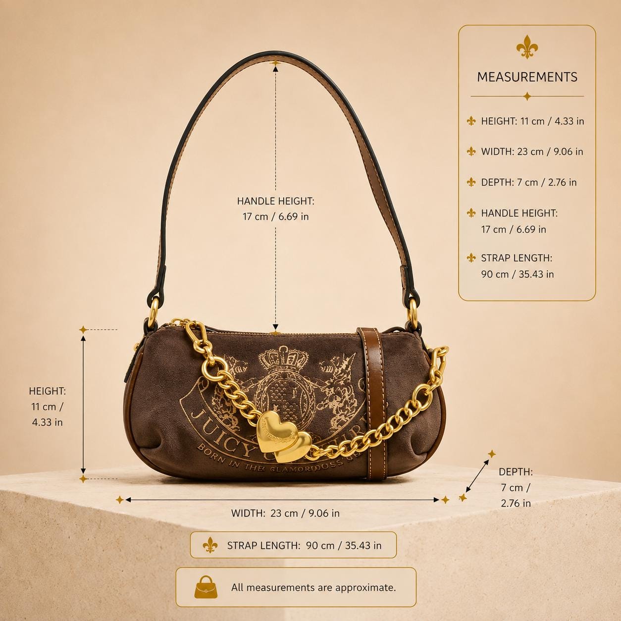 Juicy Couture Brown Twig Narrative Shoulder Bag