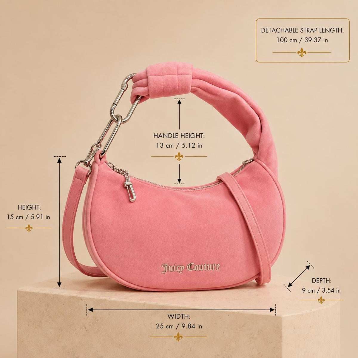 Juicy Couture Pink Velour Blossom Shoulder Bag