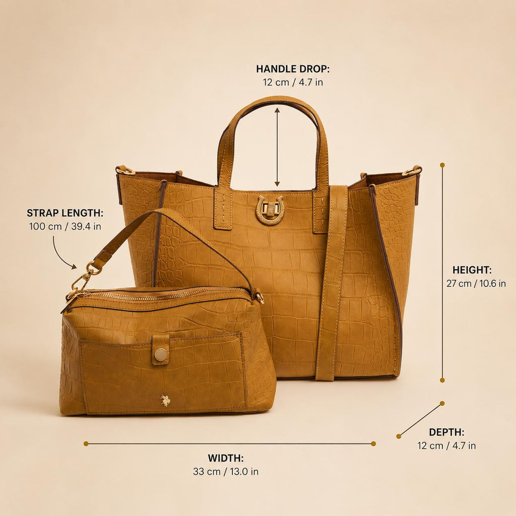 U.S. Polo Assn. Brown Reptile Effect Tote Bag
