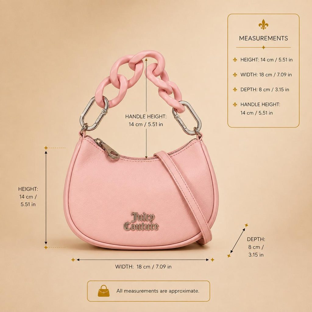 Juicy Couture Pink Grab Bag, Faux Leather, Chunky Chain