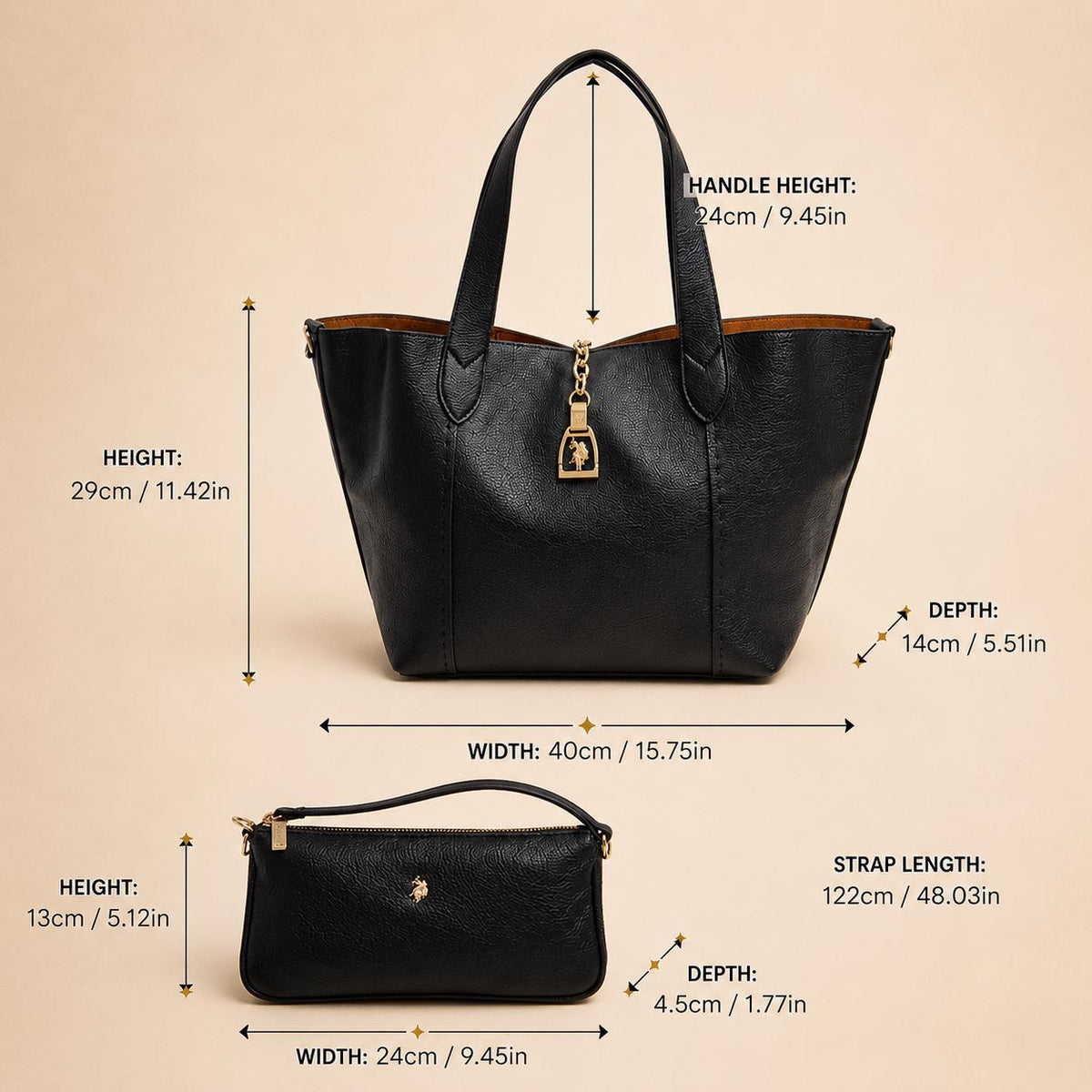 U.S. Polo Assn. Black Helcho Tote Bag