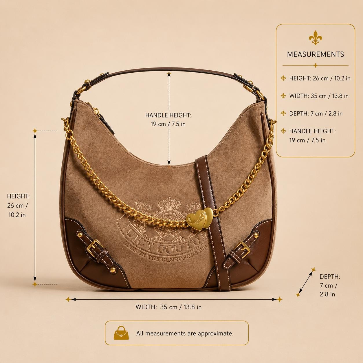 Juicy Couture Brown Velour Shoulder Bag