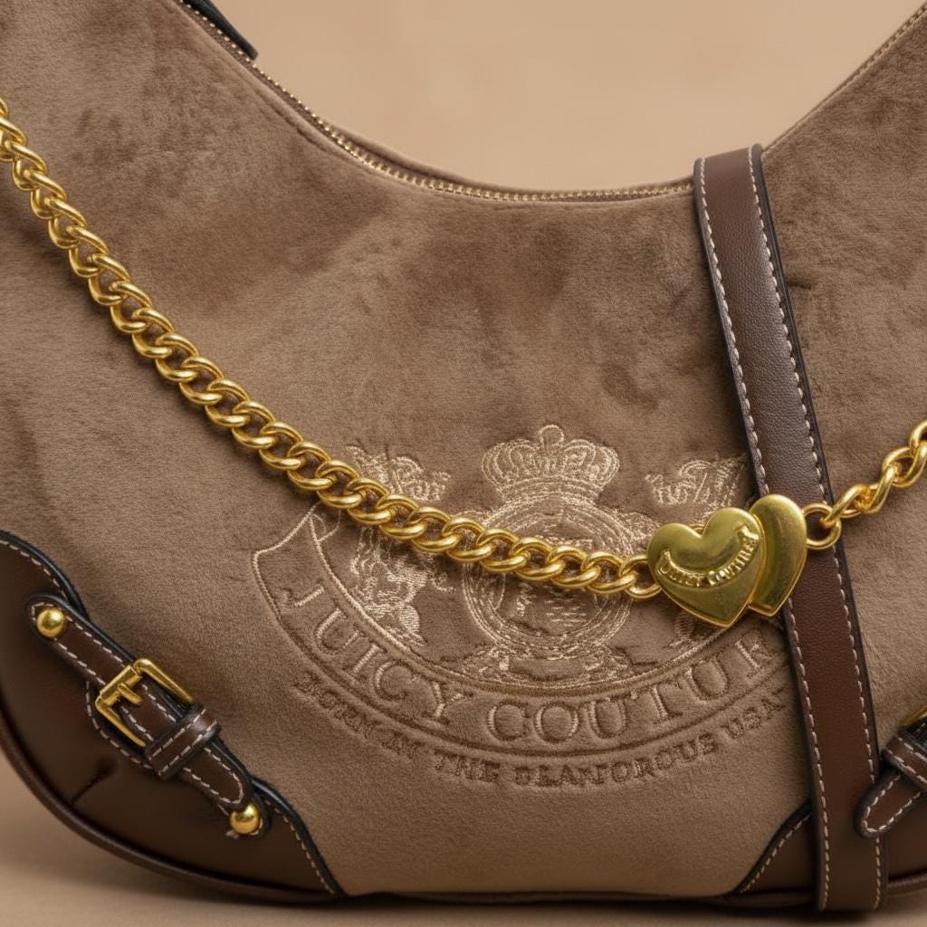 Juicy Couture Brown Velour Shoulder Bag