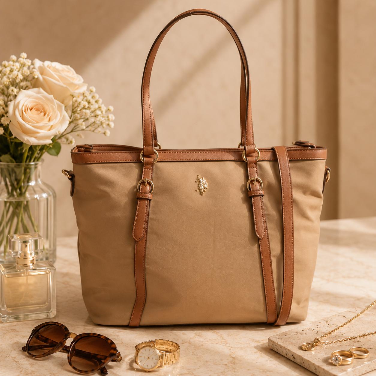 U.S. Polo Assn. Beige Tote Bag