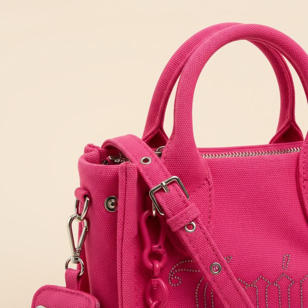 Juicy Couture Pink Iris Tote Bag, Rhinestone Logo