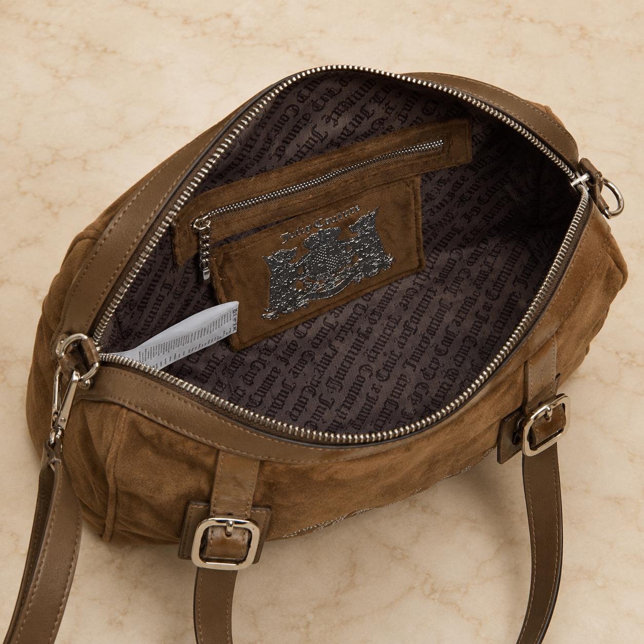 Juicy Couture Brown Velour Embellished Grab Bag