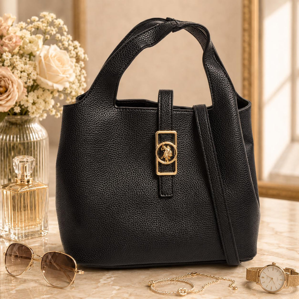 U.S. Polo Assn. Black Pebbled Bucket Handback
