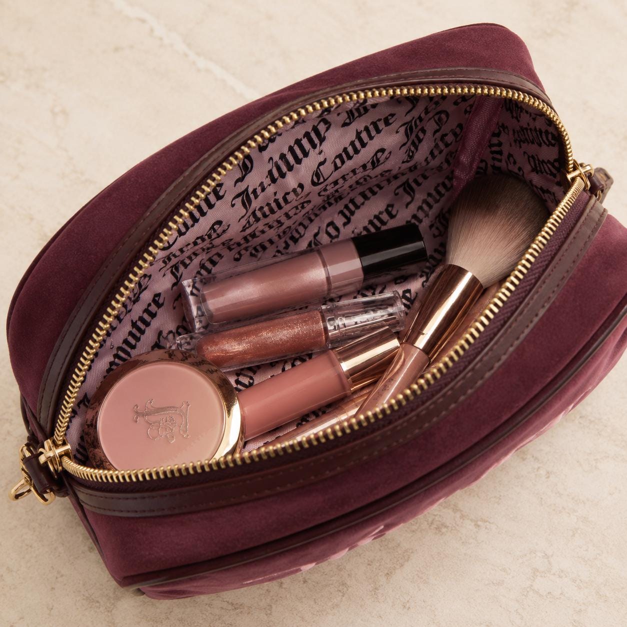 Juicy Couture Burgundy Cosmetic Bag