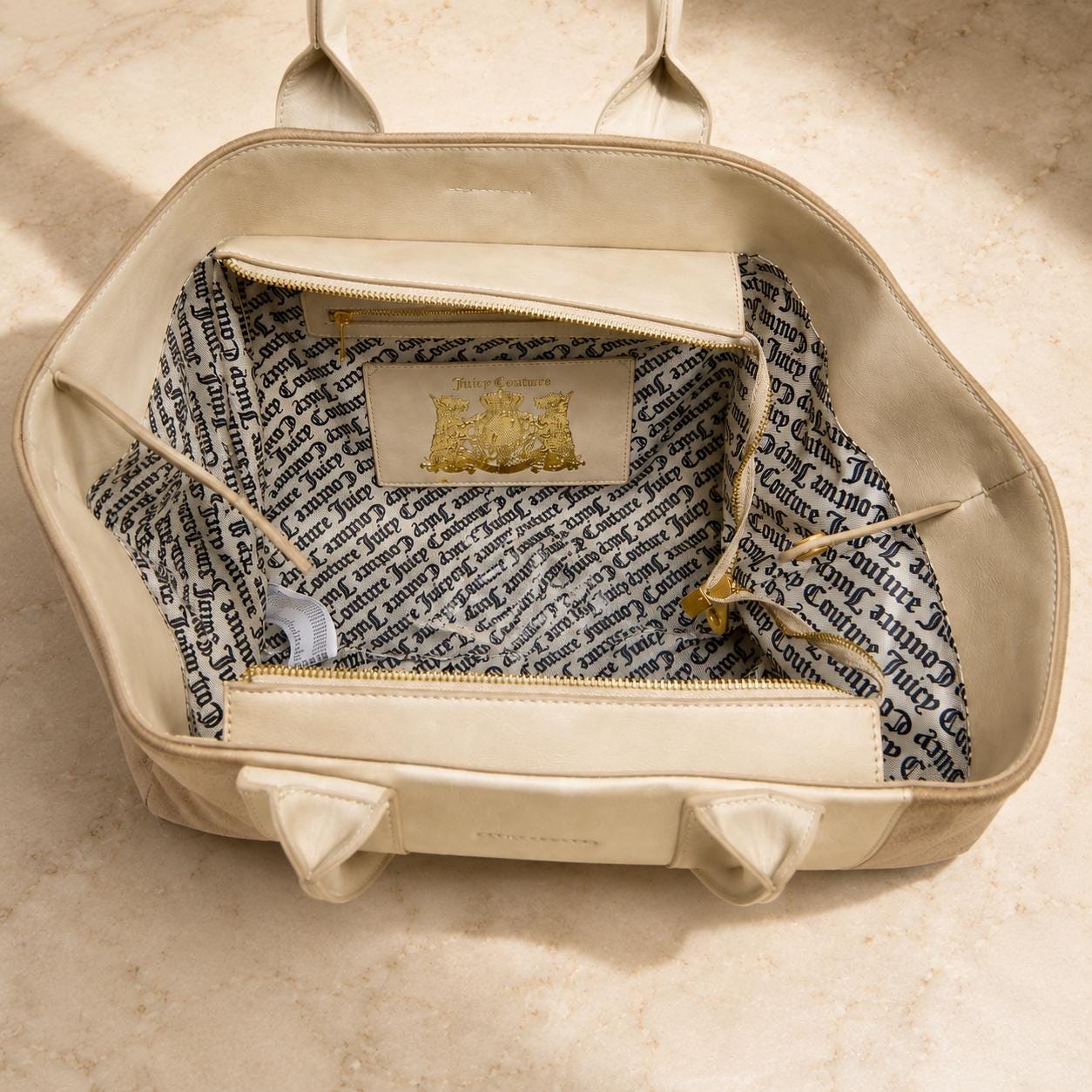 Juicy Couture Beige & Cream Tote Bag with Matching Pouch
