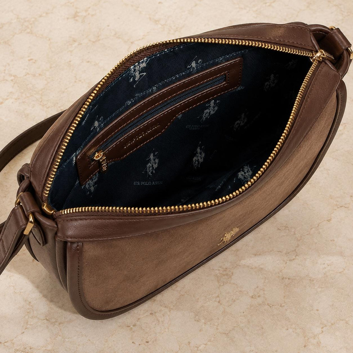 U.S. Polo Assn. Dark Brown Jones Flap Crossbody Bag