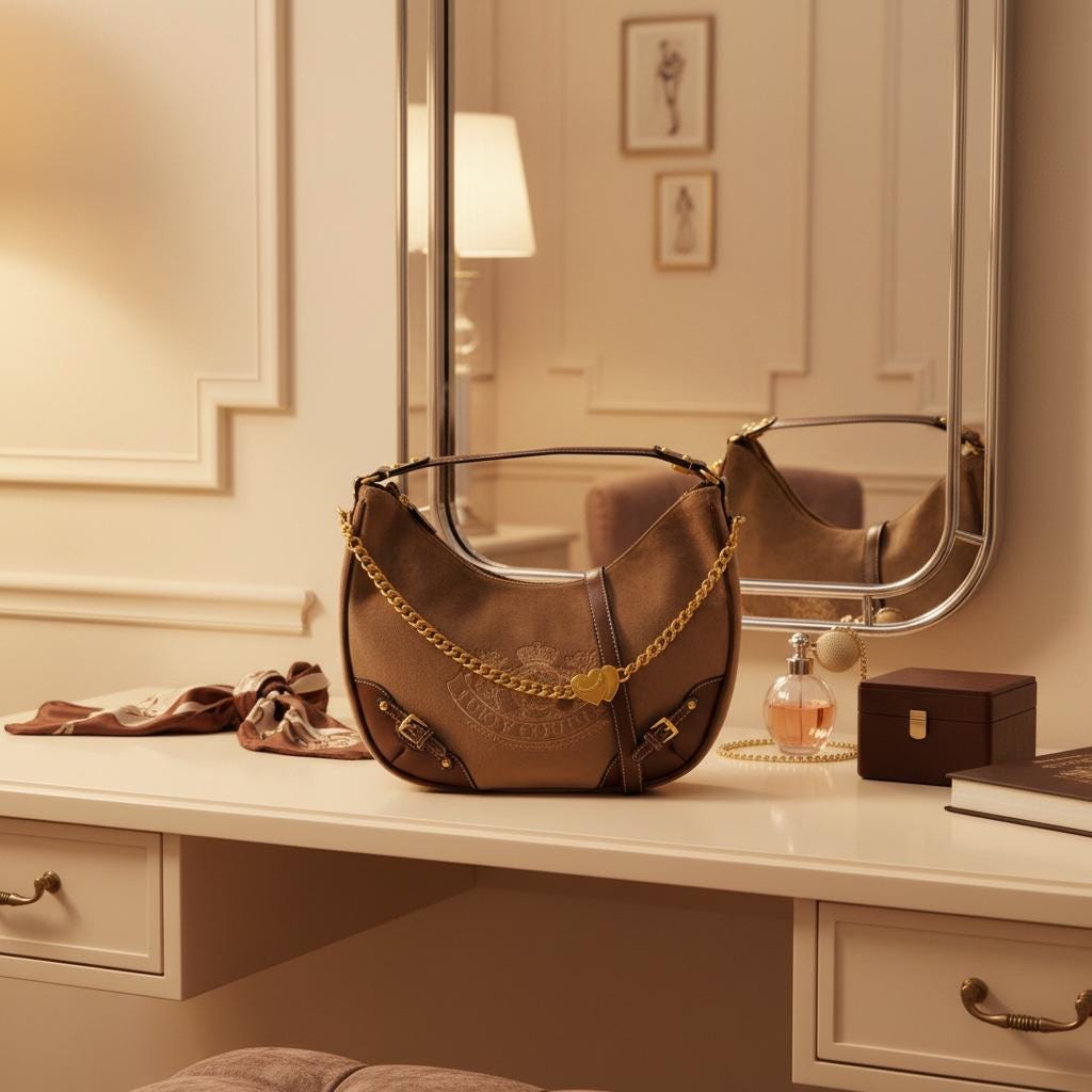 Juicy Couture Brown Velour Shoulder Bag
