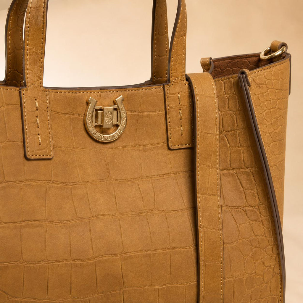 U.S. Polo Assn. Brown Reptile Effect Tote Bag
