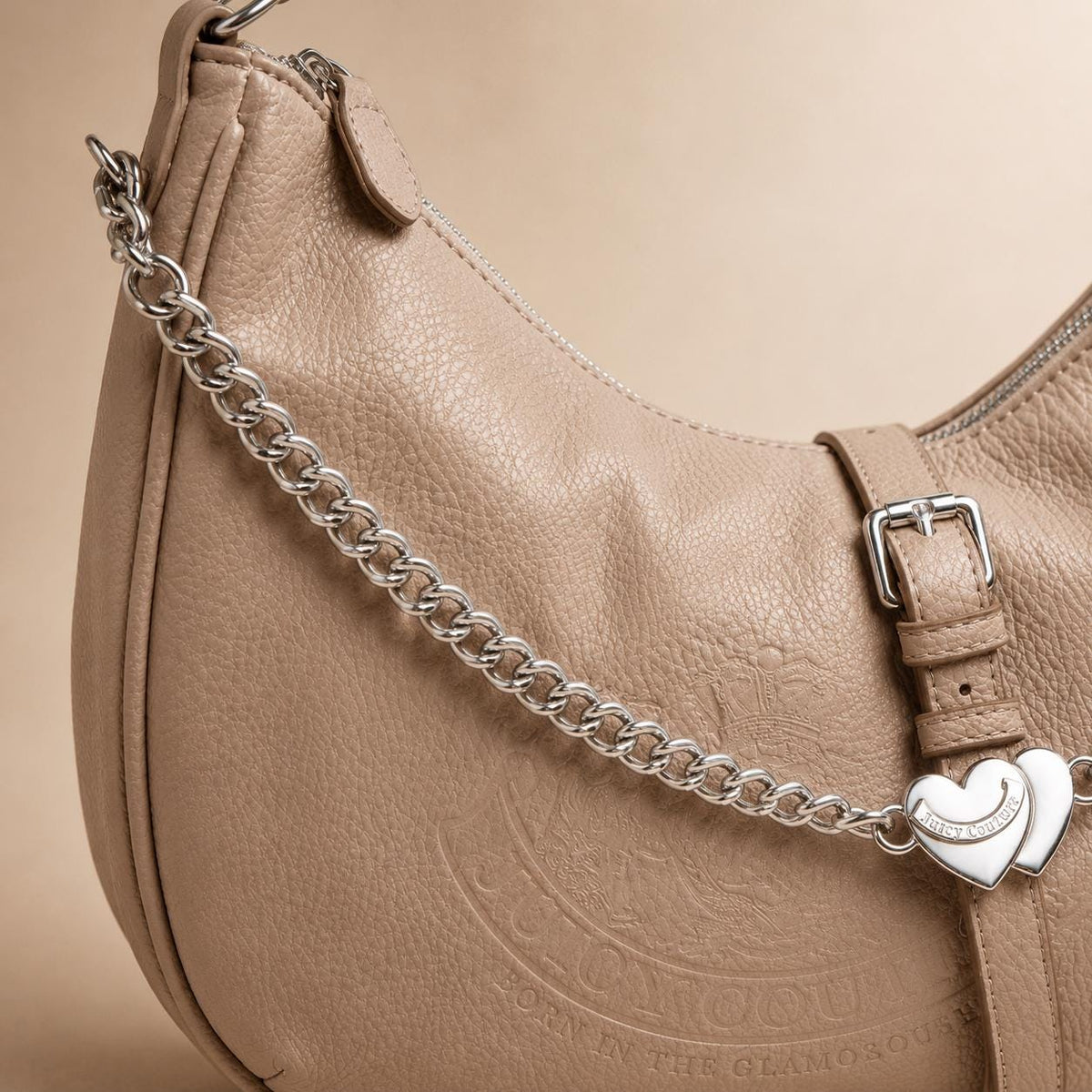 Juicy Couture Taupe Faux Leather Hobo Bag