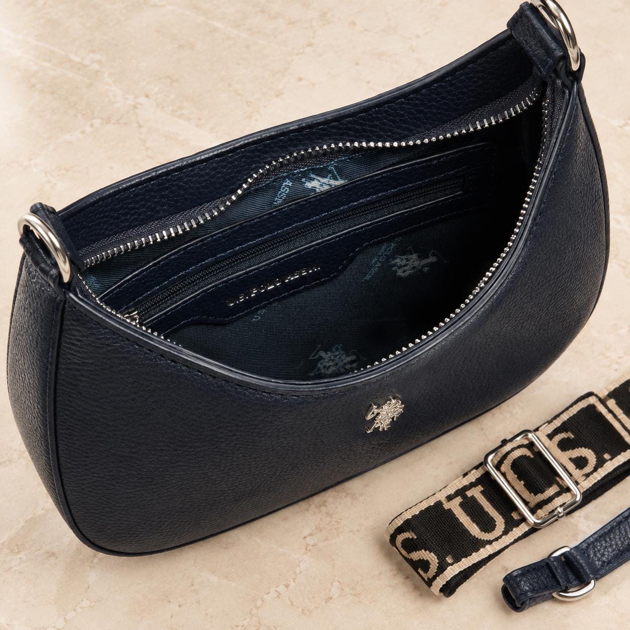 U.S. Polo Assn. Navy Blue Mansion Hobo Crossbody Bag