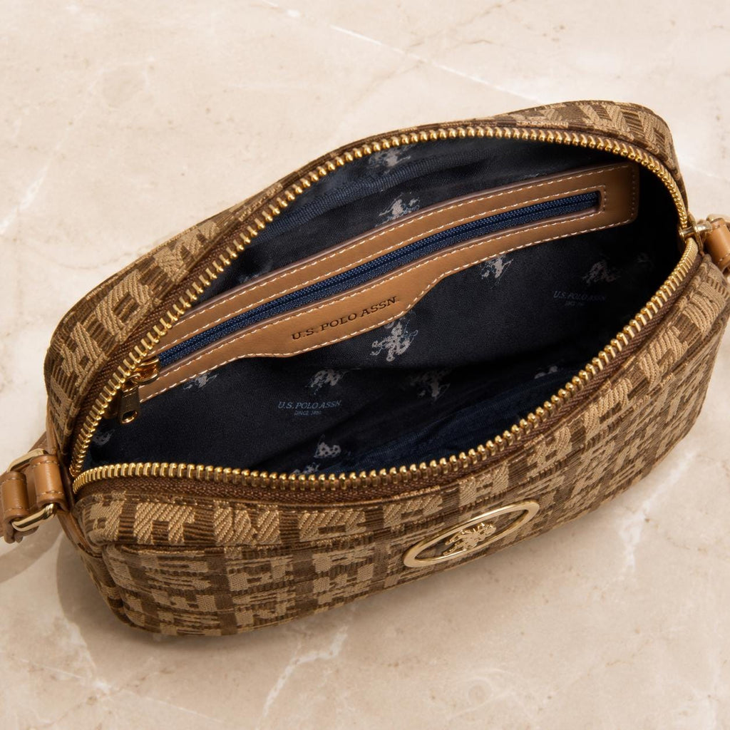 U.S. Polo Assn. Brown Jacquard Crossbody Bag