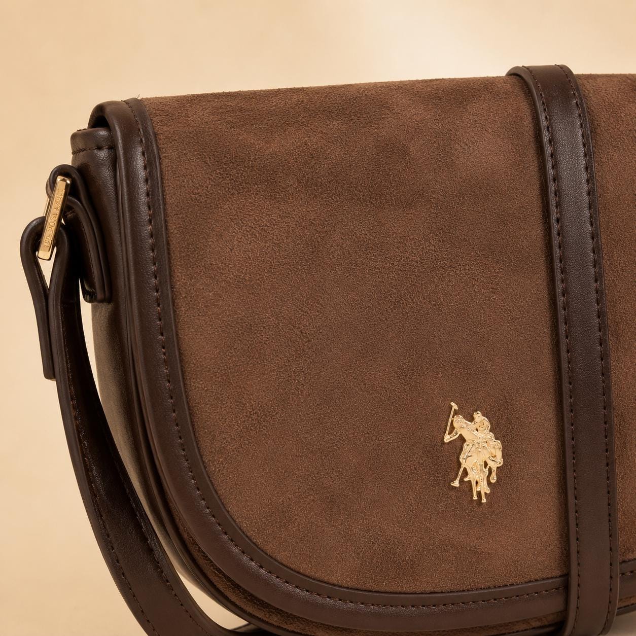 U.S. Polo Assn. Dark Brown Jones Flap Crossbody Bag