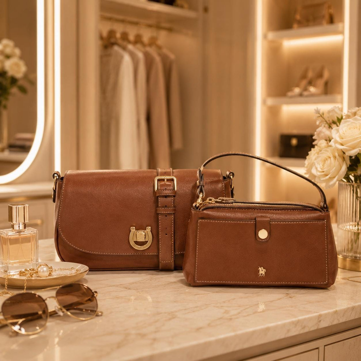U.S. Polo Assn. Brown Crossbody Bag & Pouch