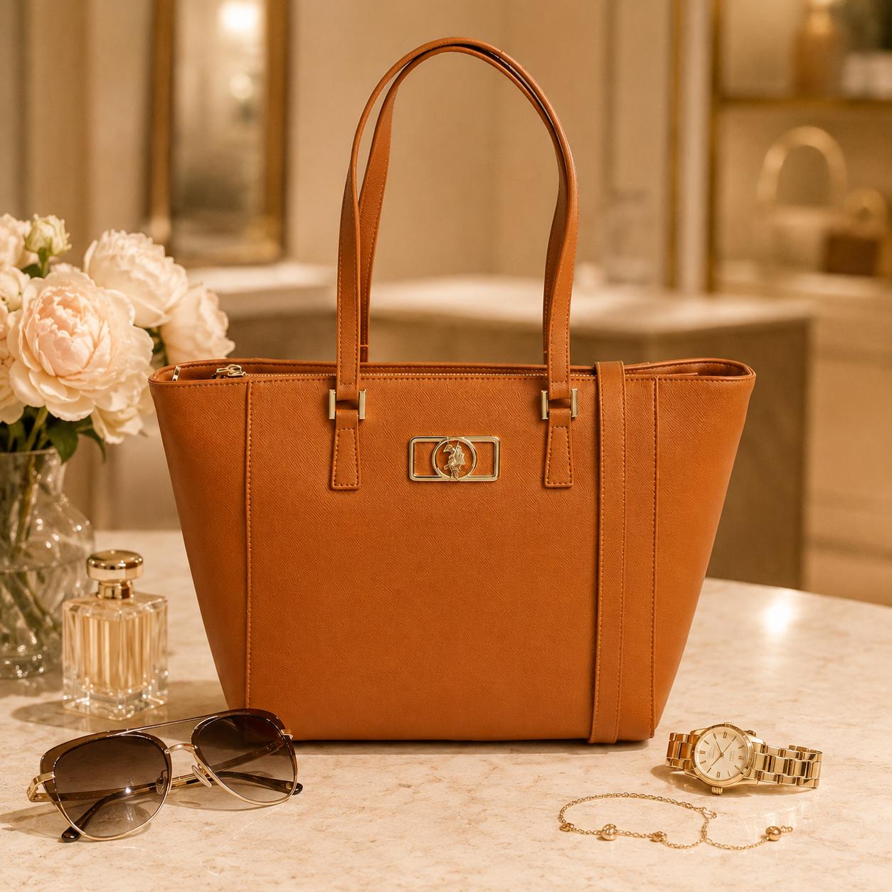 U.S. Polo Assn. Tan Jones Tote Bag