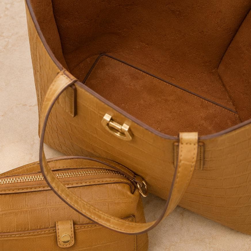 U.S. Polo Assn. Brown Reptile Effect Tote Bag