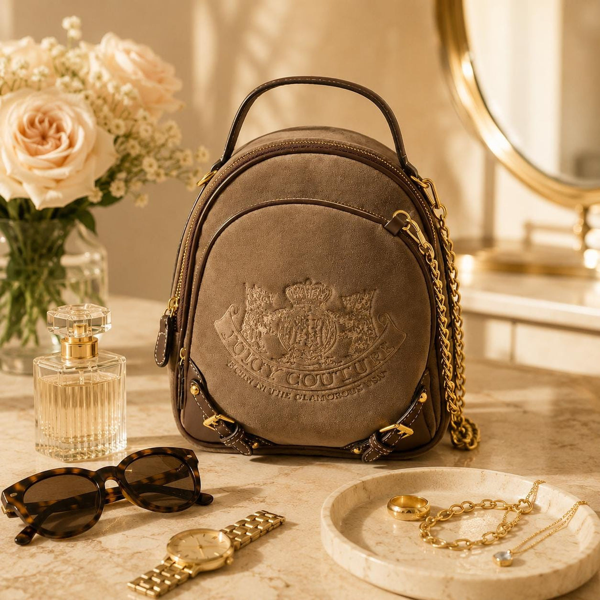 Juicy Couture Brown Plush Backpack