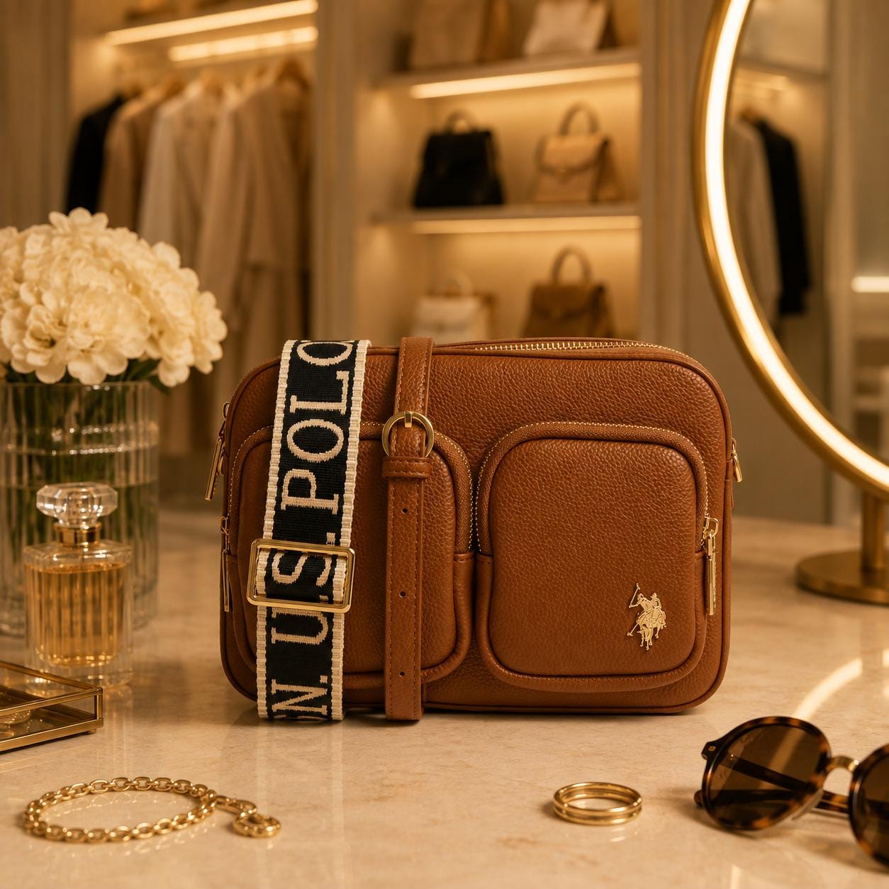 U.S. Polo Assn. Brown Mansion Cross Body Bag