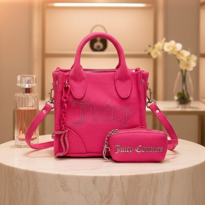 Juicy Couture Pink Iris Tote Bag, Rhinestone Logo