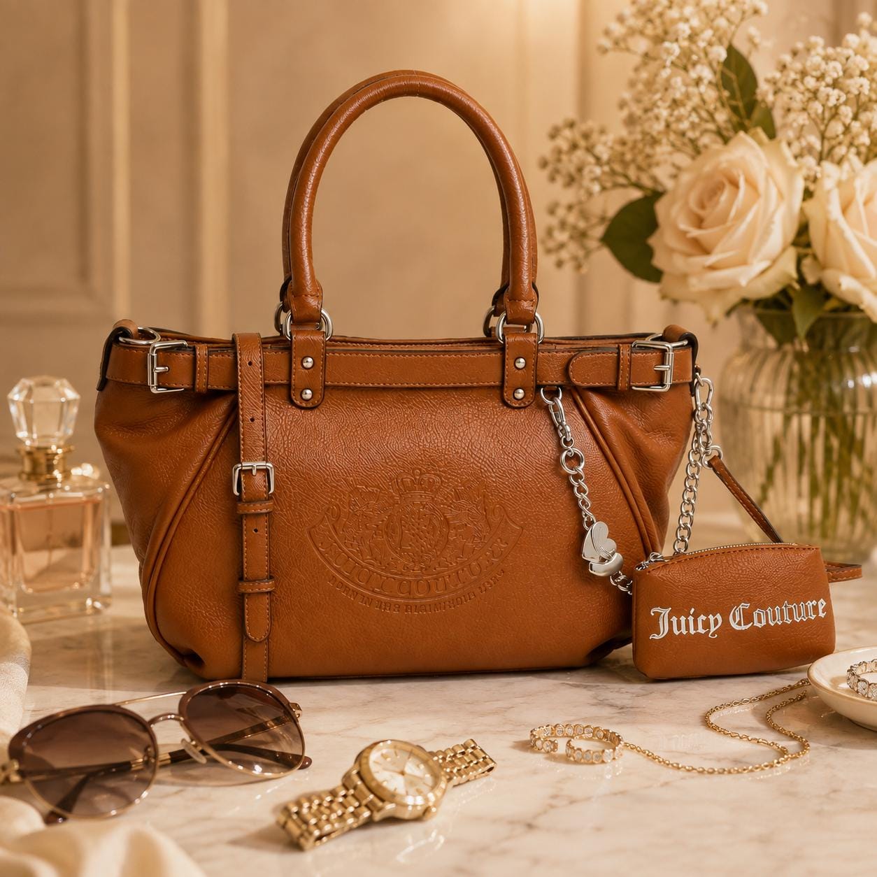 Juicy Couture Tan Crossbody Bag with Pouch